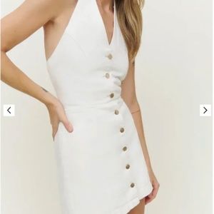 Reformation Palema Halter Denim Mini Dress